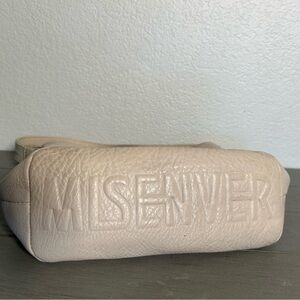 MISENVER Pillow Bag Embossed Bottom Cream Leather Shoulder Bag Purse